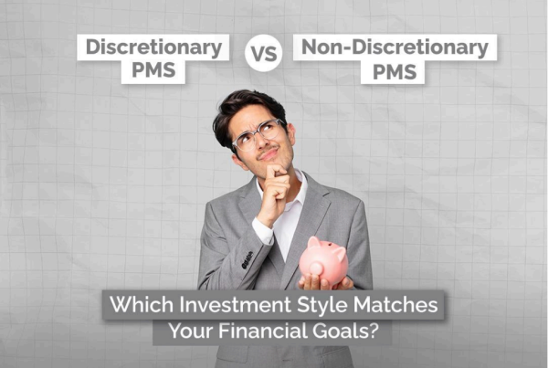 Investor with piggy bank thinking about which PMS style—Discretionary vs Non-Discretionary PMS—fits his financial goals